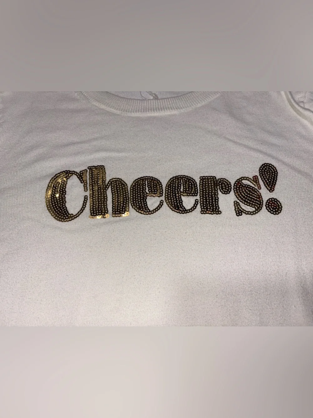 J.Crew Cheers Sequin Sweater Largelvory Gold Holiday Christmas New Partial Tag